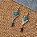 925 Silver Plated Turquoise Triangle Drop Earrings