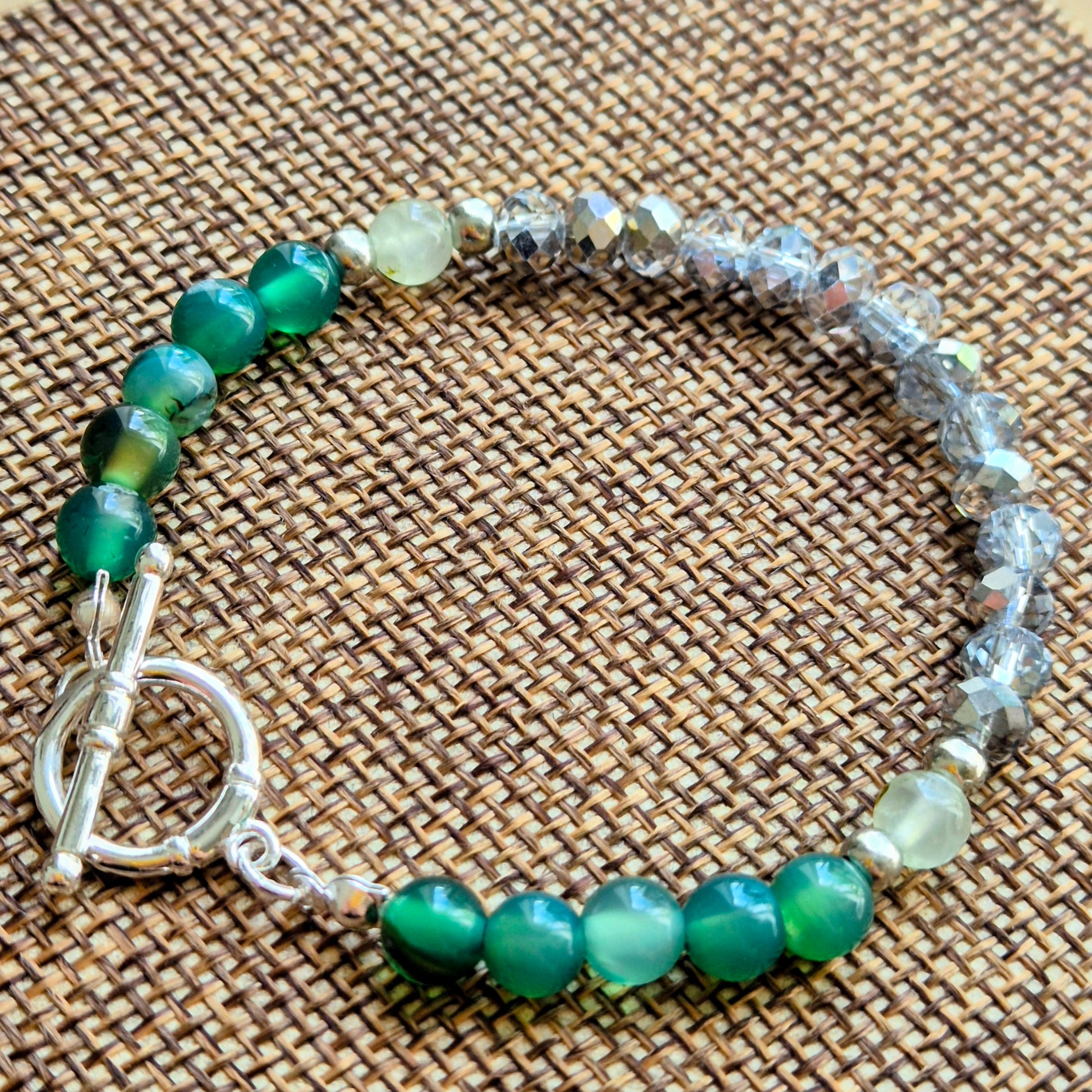 925 Silver Plated Jade Bracelet