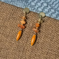 18k Gold Plated Orange Natural Stone Drop Earrings