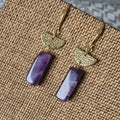 18k Gold Plated Purple Natural Stone Drop Earrings
