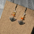 925 Silver Plated Natural Stone Fan Drop Earrings