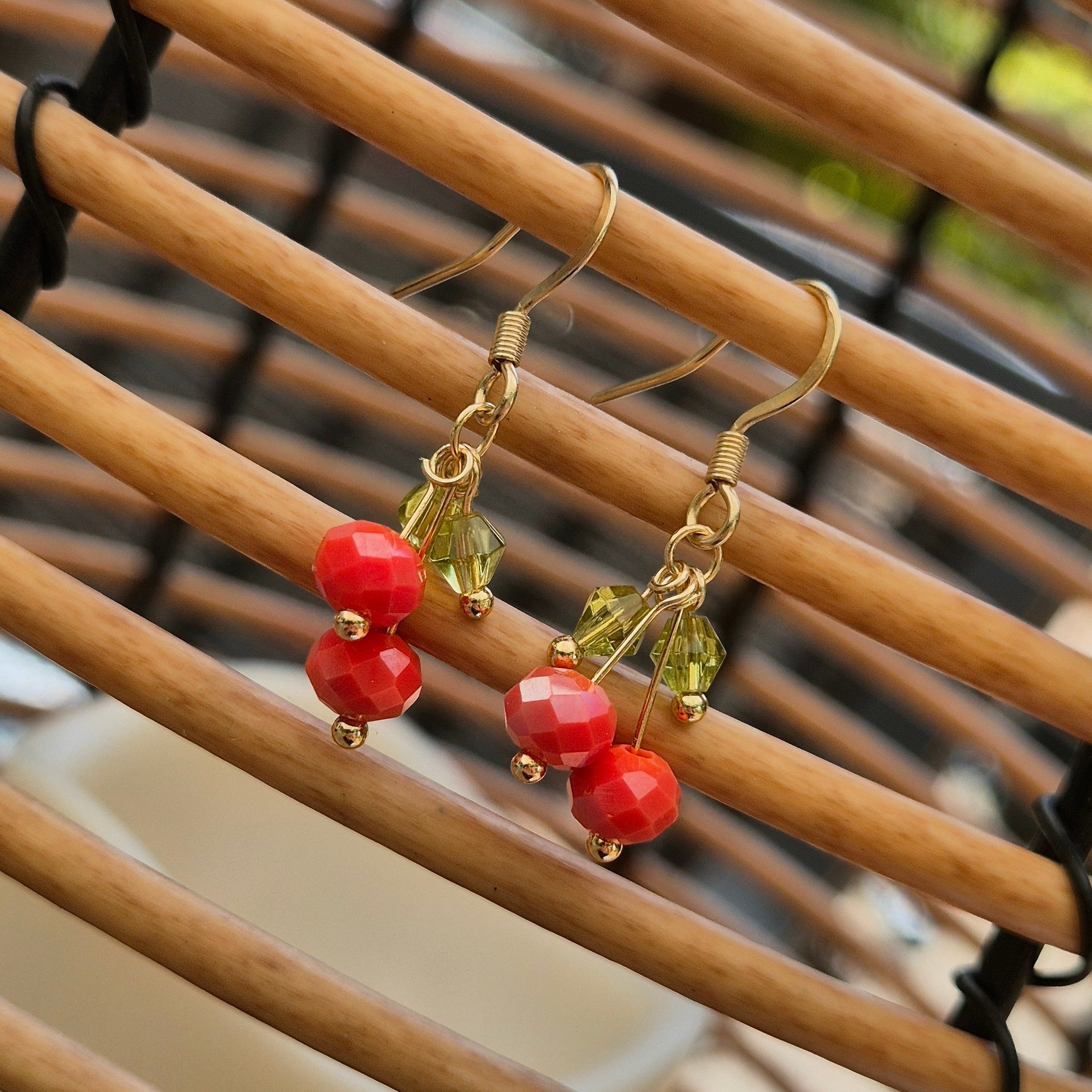 18k Gold Plated Cherry Drop Earrings