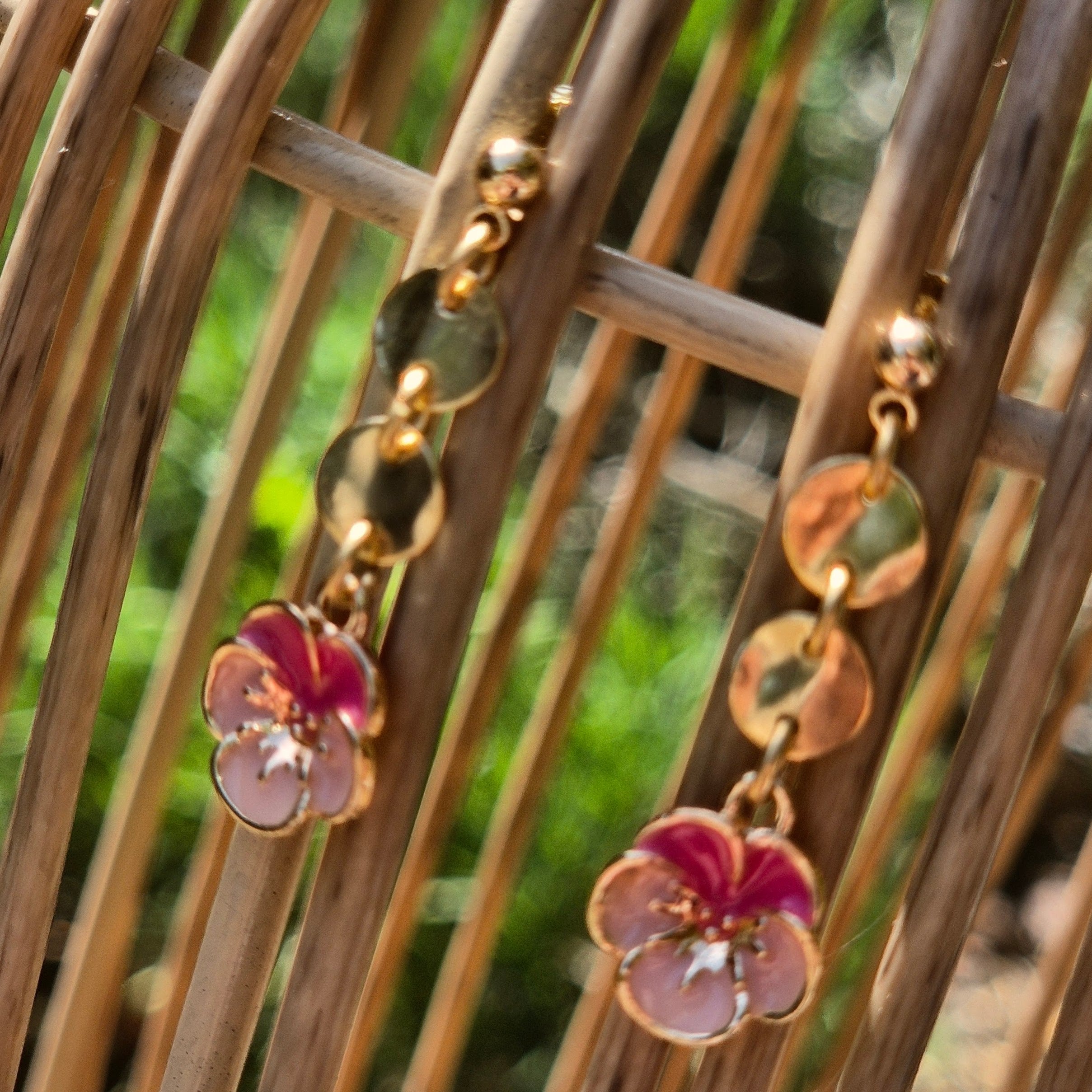 18k Plated Gold Tropical Petal Drop Earrings
