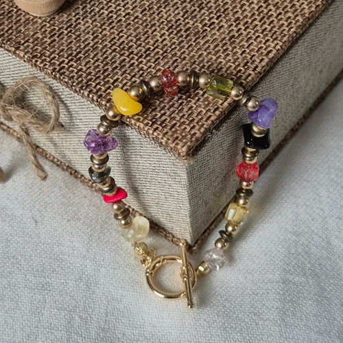 18k Gold Plated Mixed Gemstone Natural Stone Bracelet